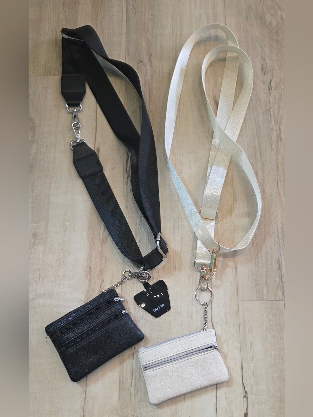 Adjustable Crossbody Strap Wallet - Black and White